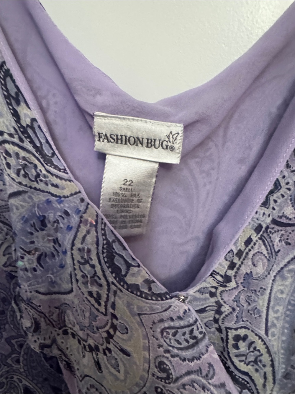 Fashion Bug Lilac Paisley V-Neck Tank - Picture 2 of 4